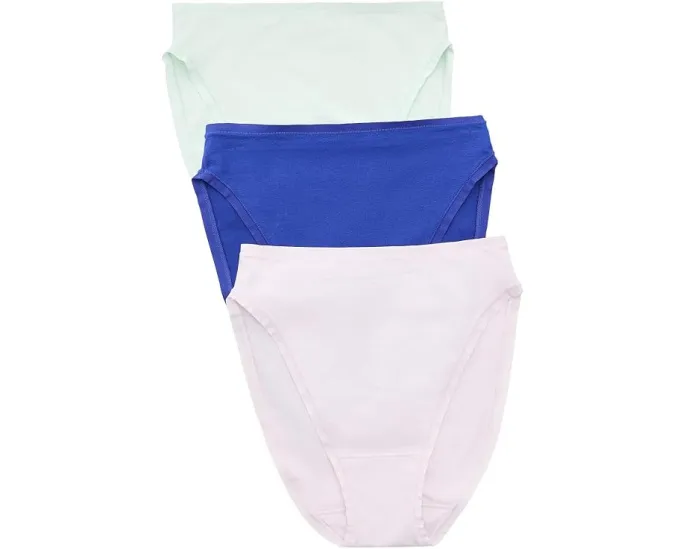 Комплект из 3 трусиков Natori Bliss Bare Cotton High Cut Brief из хлопка пима