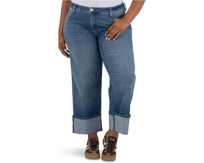 Джинсы KUT from the Kloth Plus Sienna High Rise Straight Leg с подворотом 5 дюймов