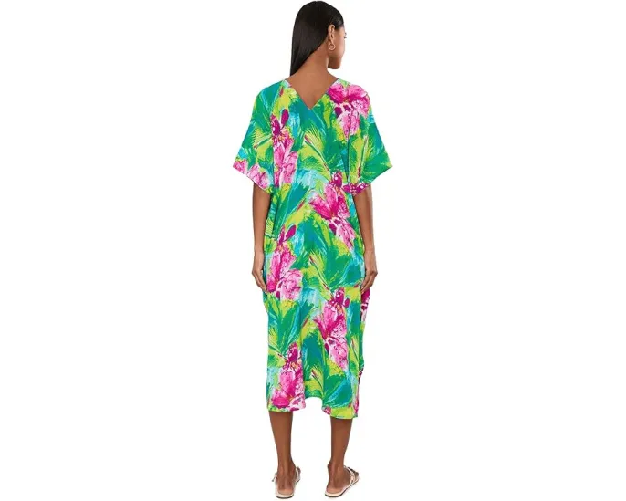 Tropic Crinkle Windowpane Caftan