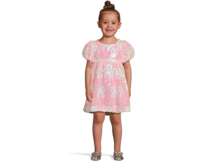 Lola and The Boys Платье с бантами из пайеток нежно-голубого цвета