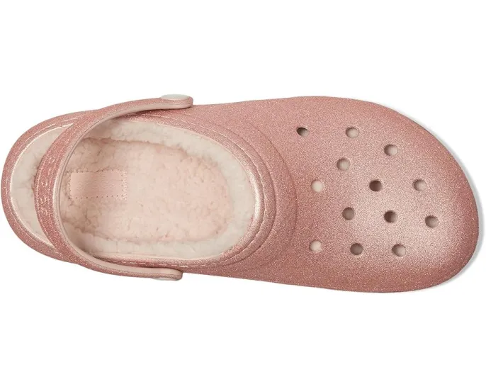 Crocs утепленные сабо Classic Lined Glitter для детей с блестками