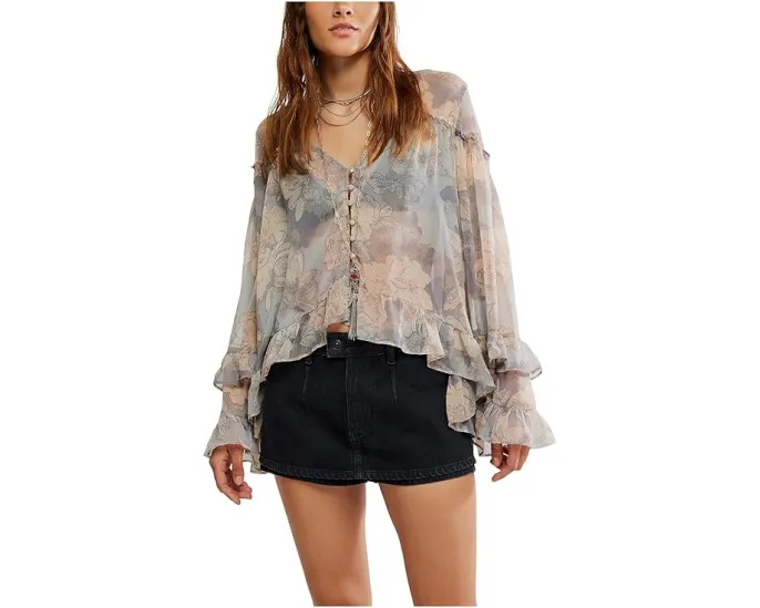 Свободная блуза Free People Day Dreaming из фланели в клетку с накладным карманом