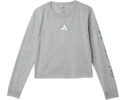 Футболка adidas Kids Regular Fit Heather с длинным рукавом и принтом