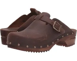 Кожаные сабо Sanita Kristel с деревянной подошвой и пряжкой