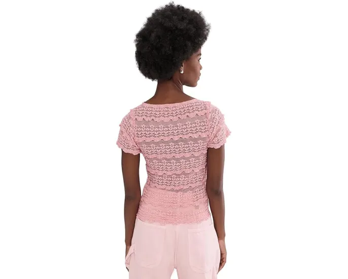 Футболка Free People Angelina Lace с кружевом и сеткой