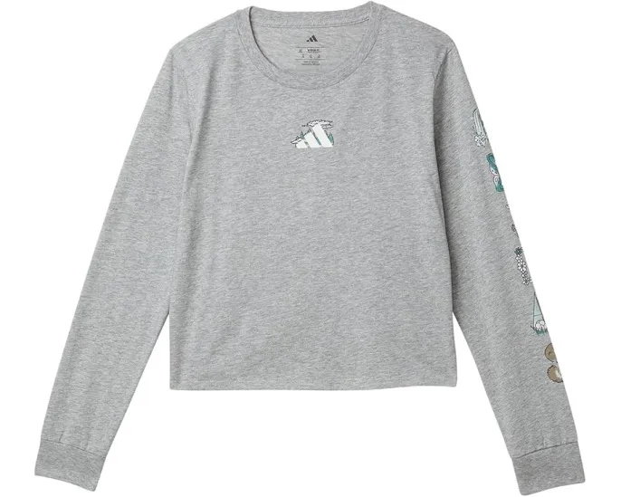 Футболка adidas Kids Regular Fit Heather с длинным рукавом и принтом