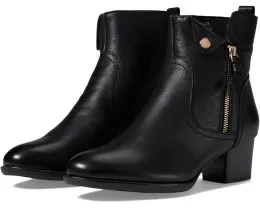 Ботильоны Nazca на удобном каблуке с кнопкой и молнией из кожи