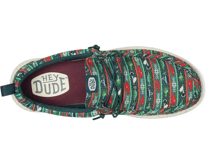 Кроссовки Hey Dude Wally Fishmas Sweater с новогодним принтом и эластичными шнурками