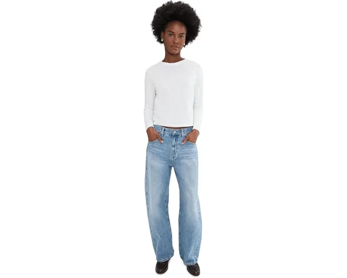 Укороченная футболка Lilla P Cropped Boyfriend с длинным рукавом и свободным кроем