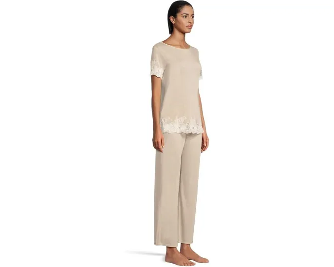 Пижамный комплект Natori Luxe Shangri-La с коротким рукавом и кружевом