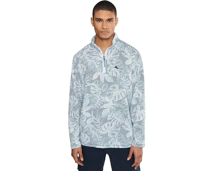 Толстовка Tommy Bahama Costa Wave Azores Half Zip с текстурированной тканью и цветочным принтом