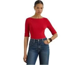 Топ Lauren Ralph Lauren из хлопка с эластаном с лодочкой