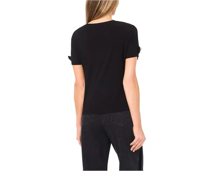 Топ CeCe с короткими рукавами и бантами на рукавах из трикотажа