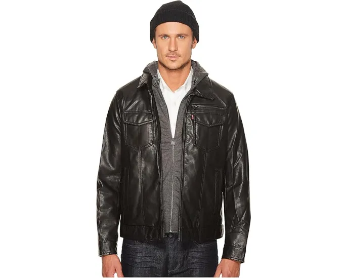 Куртка Levi's в стиле Trucker из искусственной кожи с капюшоном и подкладкой из шерпы