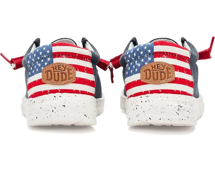 Hey Dude Kids Слипоны Wally Americana с хлопковым верхом и подошвой ЭВА в патриотичном стиле