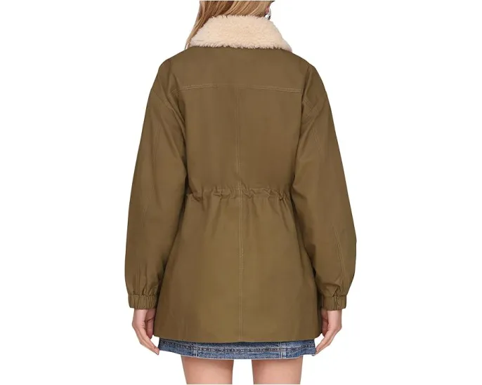 Хлопковая куртка Avec Les Filles с искусственным воротником из овчины и кулиской