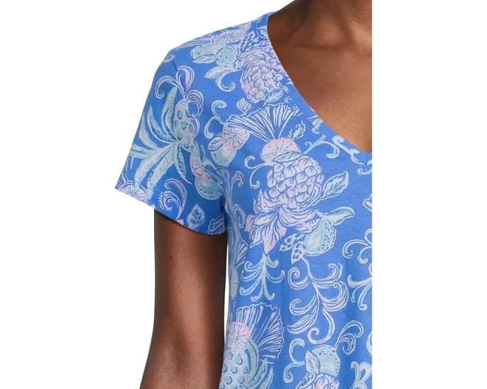 Футболка Lilly Pulitzer Meredith Tee из хлопка с V-образным вырезом