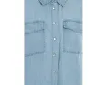 Petite Long Sleeve Denim Shirt With Pockets