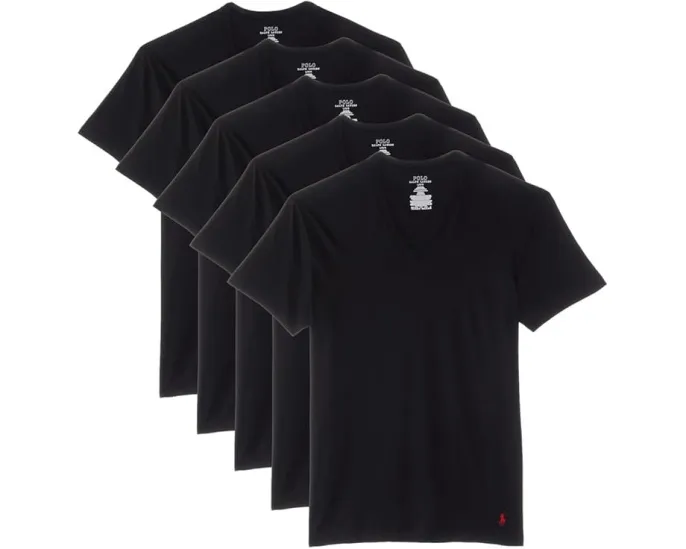 Набор из 5 хлопковых футболок Polo Ralph Lauren с V-образным вырезом