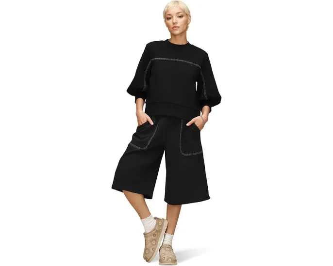 Топ Classic Puff Sleeve Top с объемными рукавами и отделкой контрастной строчкой