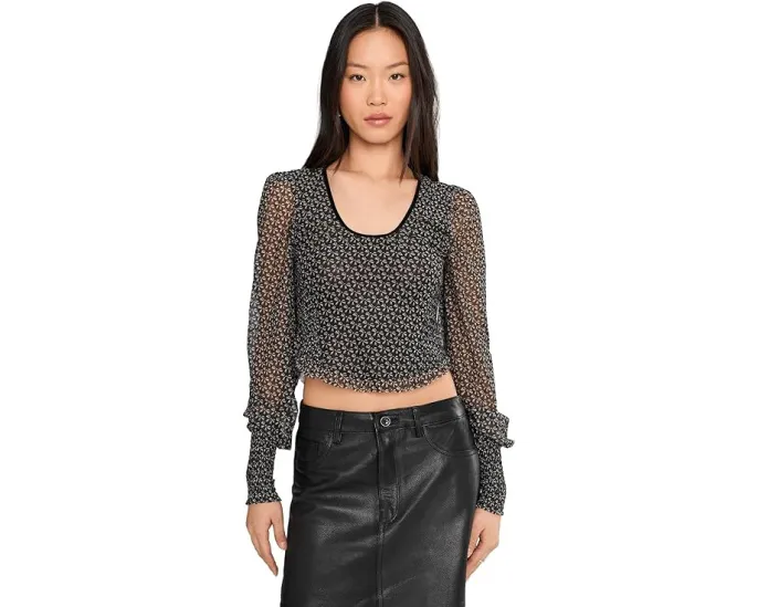 Топ Free People Dottie Knit Top с принтом и длинными рукавами