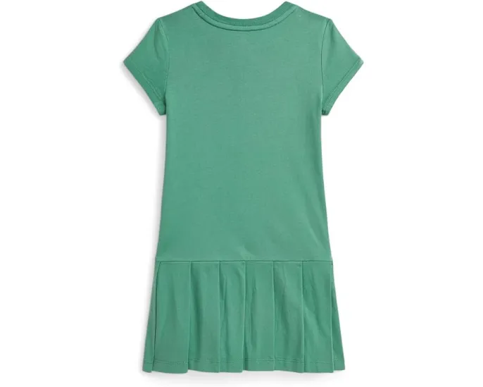 Платье из хлопкового джерси с плиссированной юбкой и большим пони Polo Ralph Lauren Kids