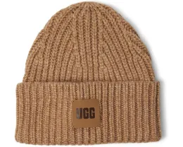 Шапка UGG Chunky Rib Beanie с логотипом из мягкой шерстяной смеси