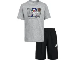 Детский комплект adidas Kids Graphic Heather Tee с футболкой и ткаными шортами