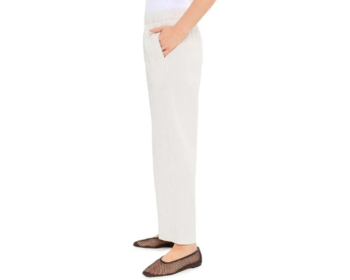 Eileen Fisher Органические хлопковые брюки Pucker Check Ankle Wide Pant Белые
