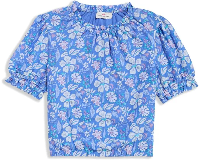 Топ Vineyard Vines Kids Emmy Pintuck с короткими рукавами и сборками