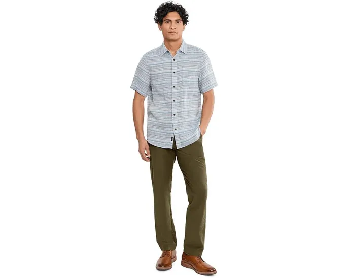 Рубашка Faherty Short Sleeve Palma Linen Shirt из 100% льна с накладным карманом