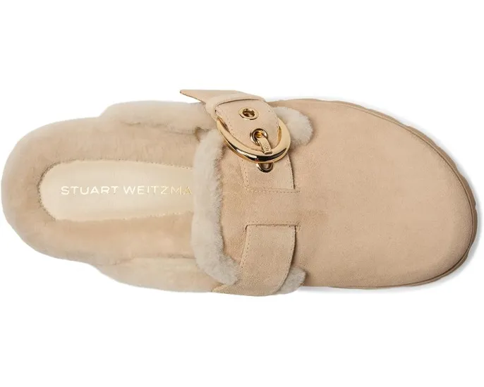 Stuart Weitzman Мюли Chrystie из овчины с большой пряжкой