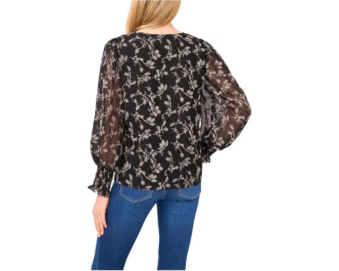 Блуза CeCe с длинным рукавом и манжетами на сборке в стиле клип-дот