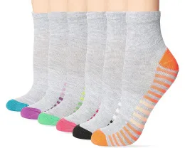 Hanes 6 пар хлопковых носков с комфортной посадкой серый меланж