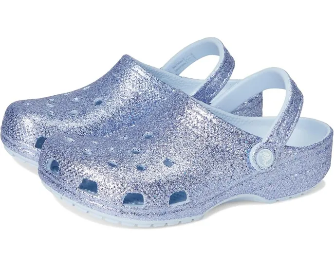 Crocs Classic Glitter Clogs детские блестящие сабо с пайетками