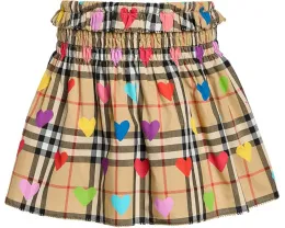 Burberry Kids юбка Ama в клетку с сердечками для девочек