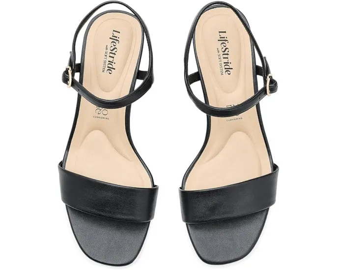 Сандалии LifeStride Sawyer Strappy с регулируемым ремешком на щиколотке и клиновидным каблуком