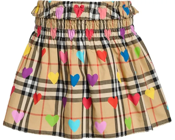 Burberry Kids юбка Ama в клетку с сердечками для девочек