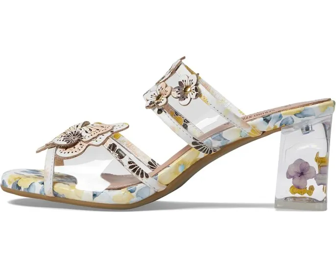 Сандалии L'Artiste by Spring Step Adored с прозрачными ремешками и цветами в каблуке