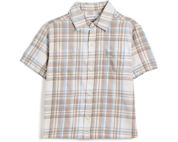 Повседневная клетчатая рубашка Boxy Woven abercrombie kids для детей