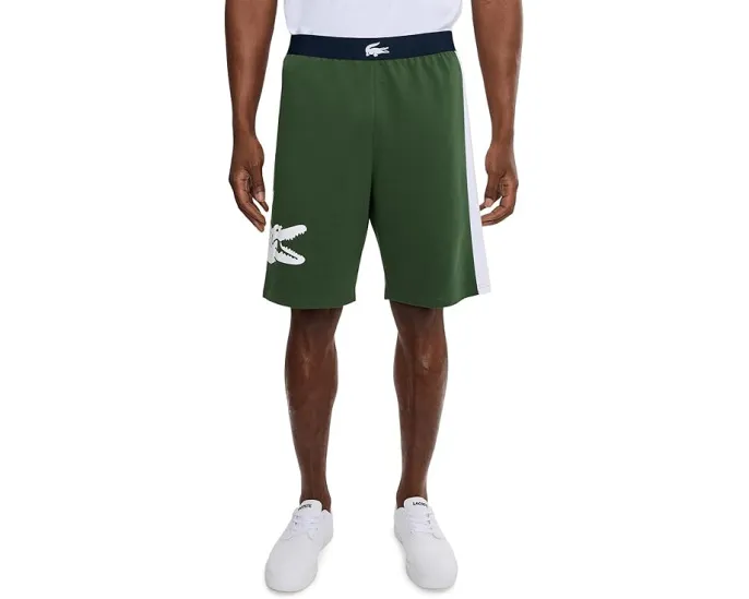 Шорты Lacoste для отдыха прямого кроя из флиса с принтом