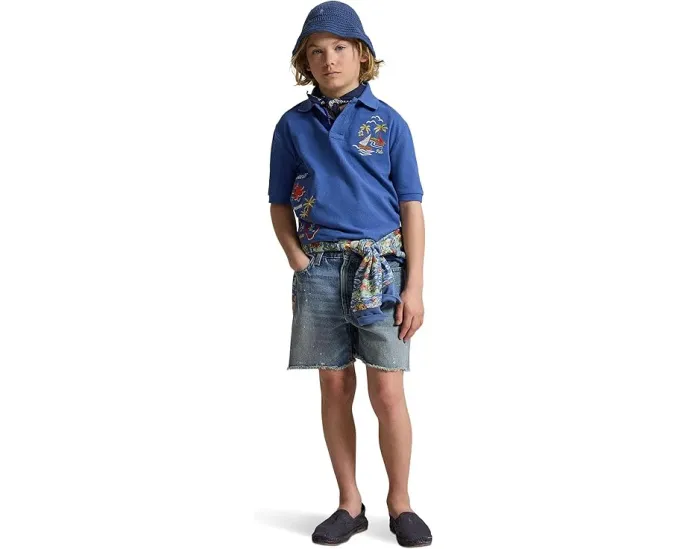Embroidered Cotton Mesh Polo Shirt (Big Kid)