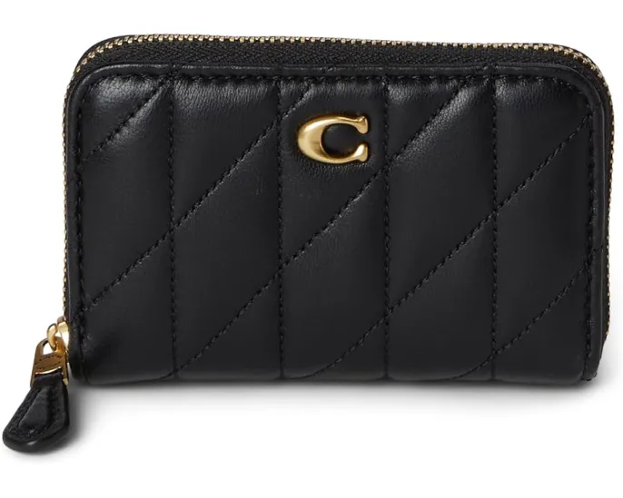 Маленький кардхолдер COACH на молнии из кожи наппа