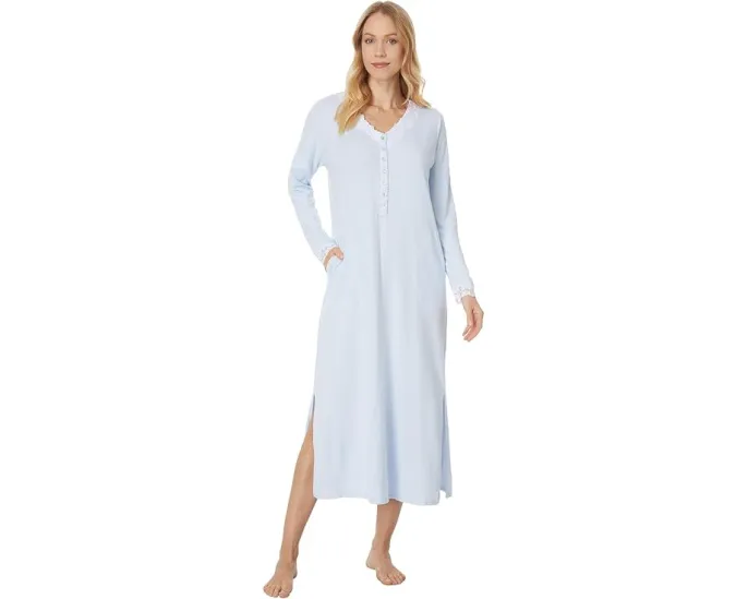 Халат Eileen West из трикотажа с длинным рукавом и кружевной отделкой