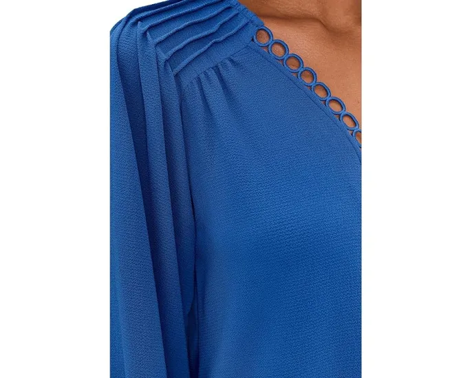 Блуза CeCe с длинными рукавами и отделкой вкруговую со сборками