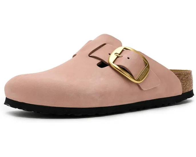 Клоги Birkenstock Boston Big Buckle из нубука с пробковой стелькой