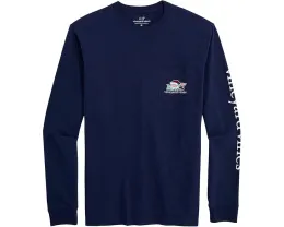Vineyard Vines Длинная футболка с карманом и новогодним принтом Santa Whale List