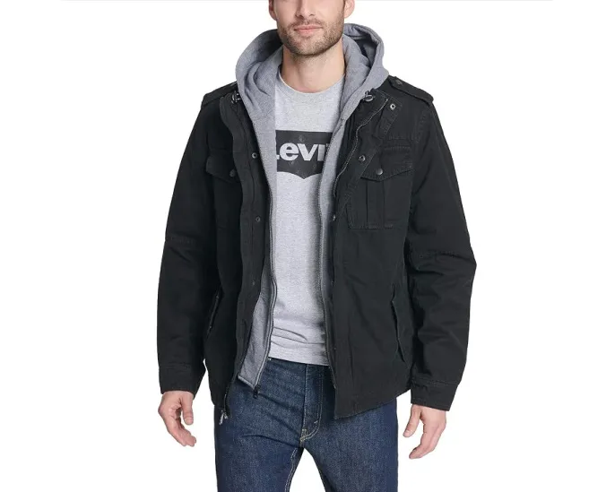 Куртка военная Levi's Hooded Military из хлопка с капюшоном