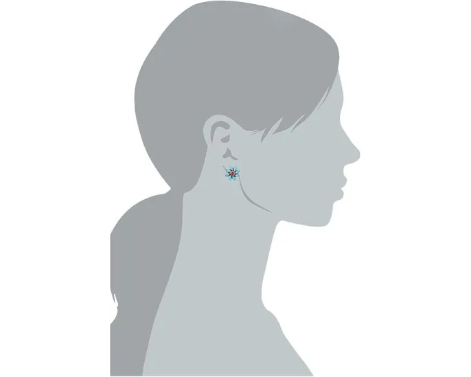 Серьги Betsey Johnson Turqs and Caicos Flower Stud с кристаллами