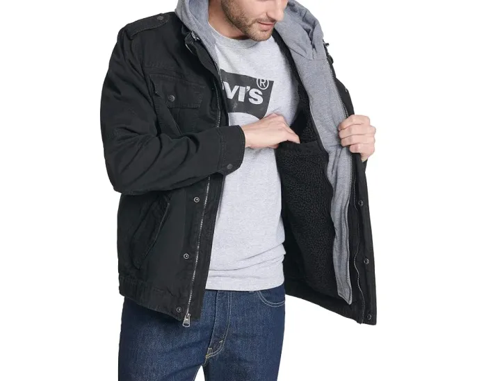 Куртка военная Levi's Hooded Military из хлопка с капюшоном